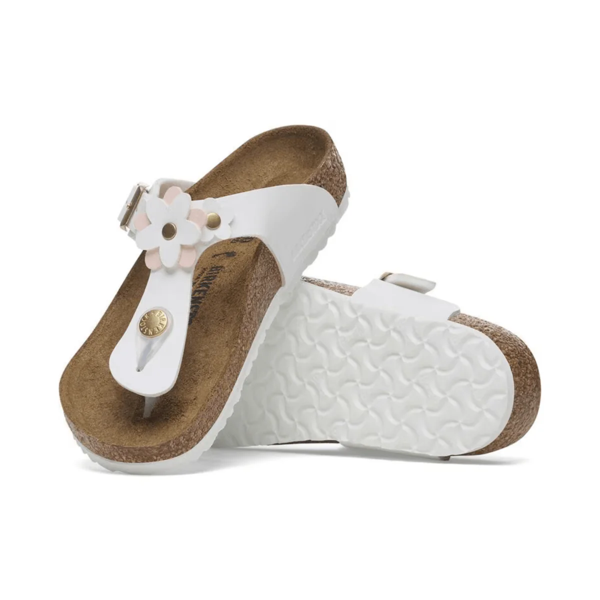 Birkenstock Girls Gizeh Flowers Birko-Flor White - Image 6