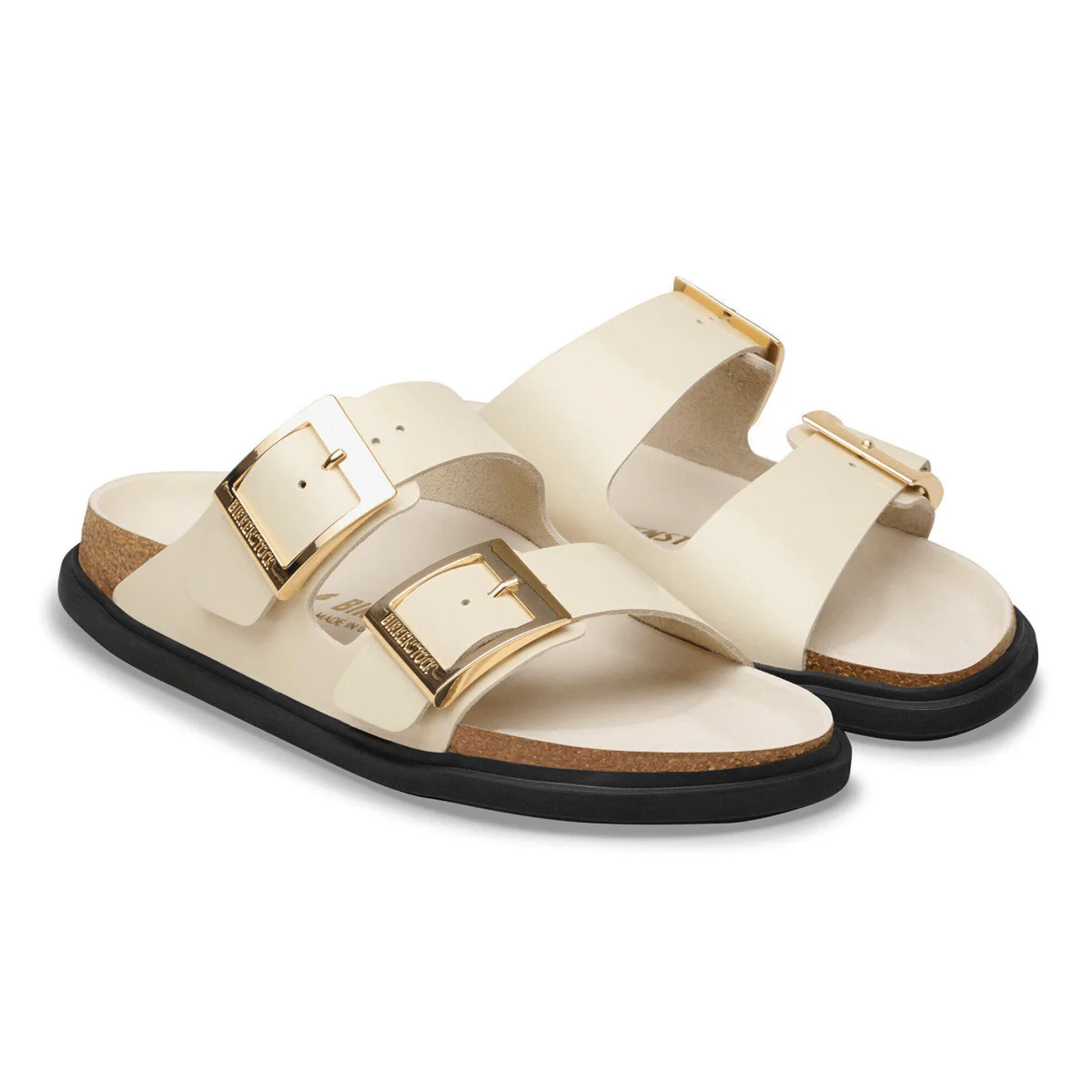 Birkenstock Women's Arizona Droplet Buckle High Shine Ecru Leather - Image 3