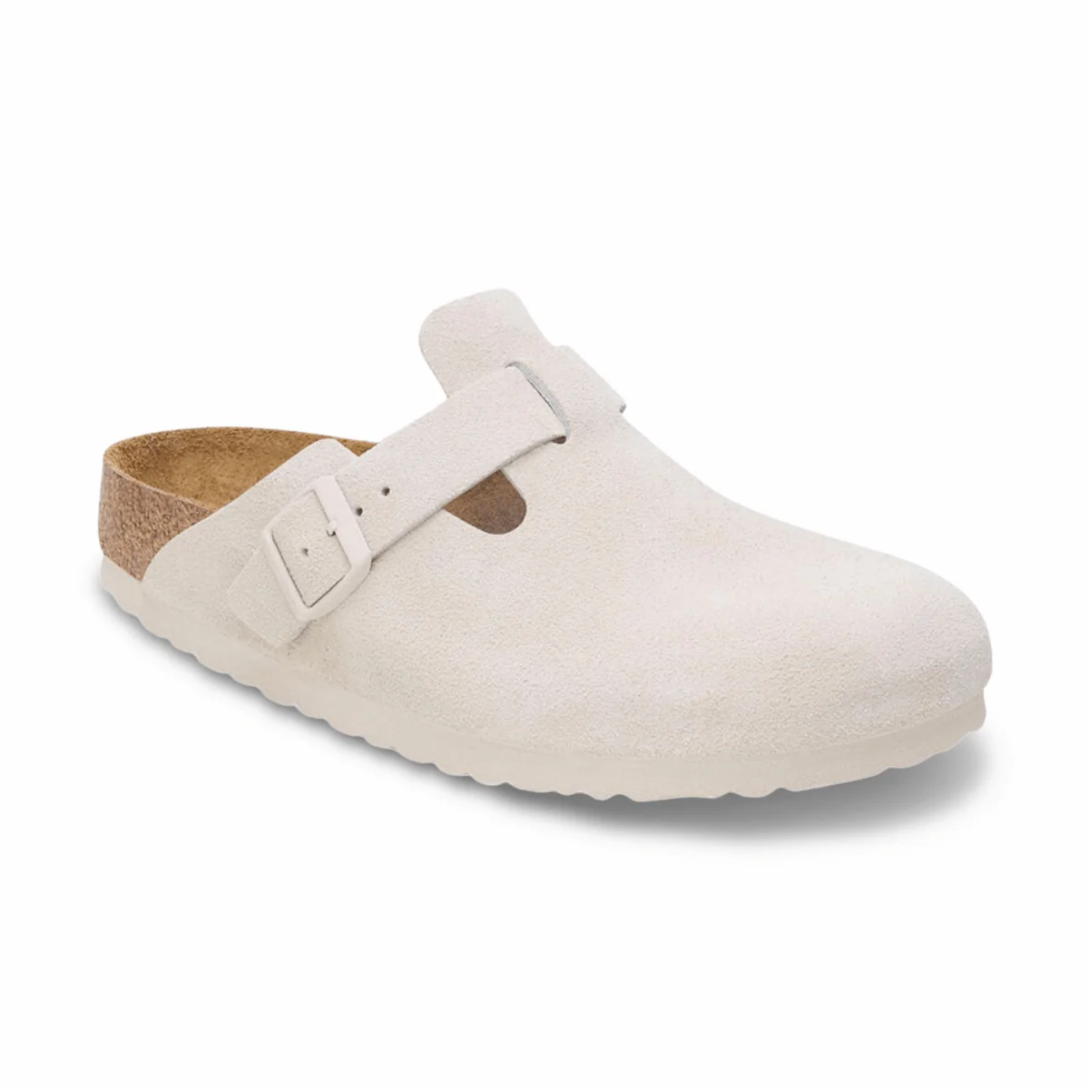 Birkenstock Women's Boston Antique White Suede Soft Footbed - Image 2