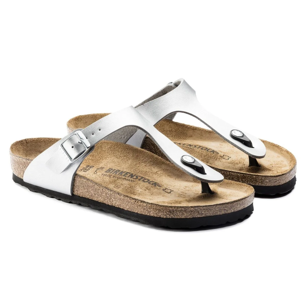 Birkenstock Women's Gizeh Silver Birko-Flor - Image 3