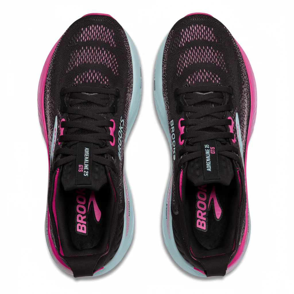Brooks Women's Adrenaline GTS 25 Black/Cyber Pink/Iced Aqua - Image 6