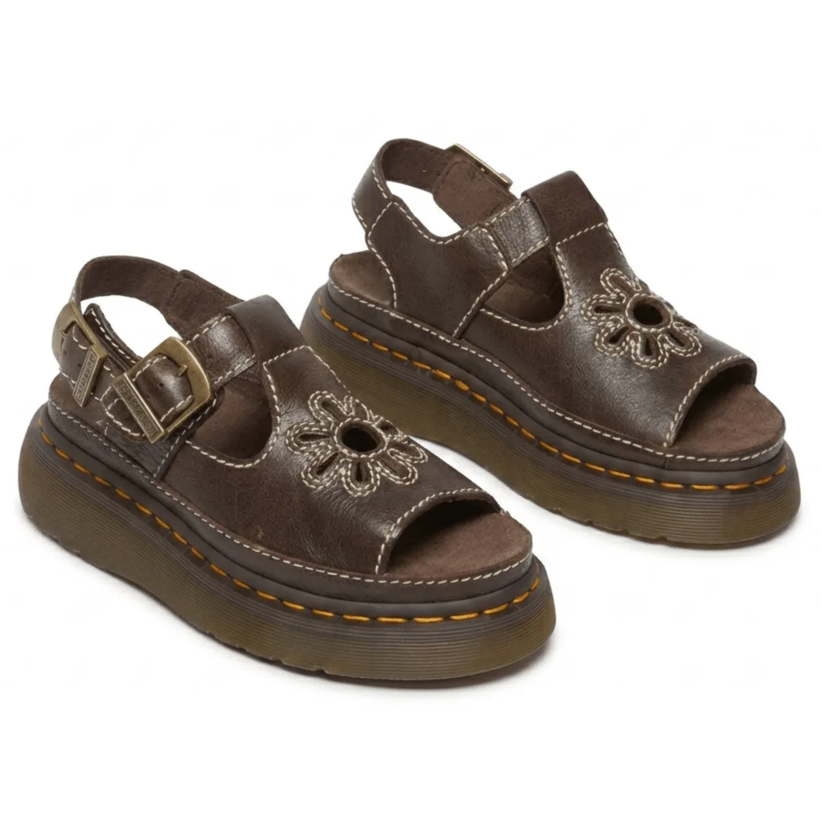 Dr. Martens Women's Dunnet Flower Kelp Brown Full Grain Leather - Image 3