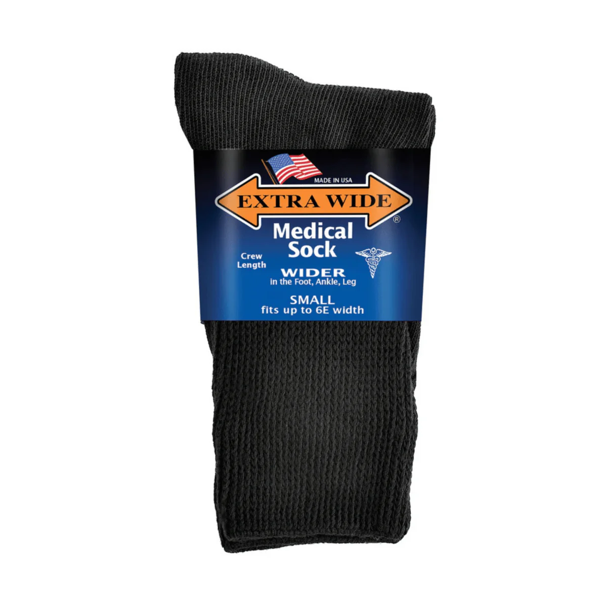 Extra Wide Sock Medical Crew Black