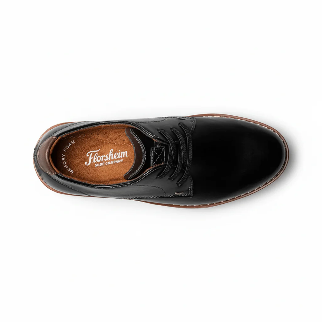 Florsheim Boys Vibe Jr. Elastic Lace Plain Toe Oxford Black - Image 6