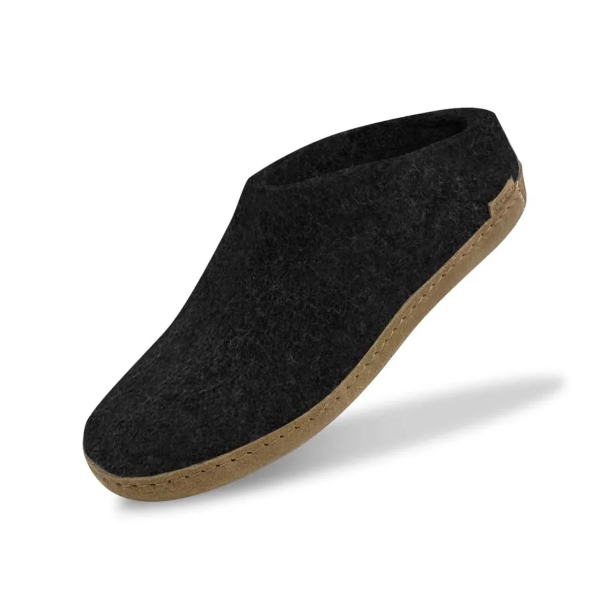 Glerups Women's Model B Slipper with Leather Sole Charcoal - Image 3
