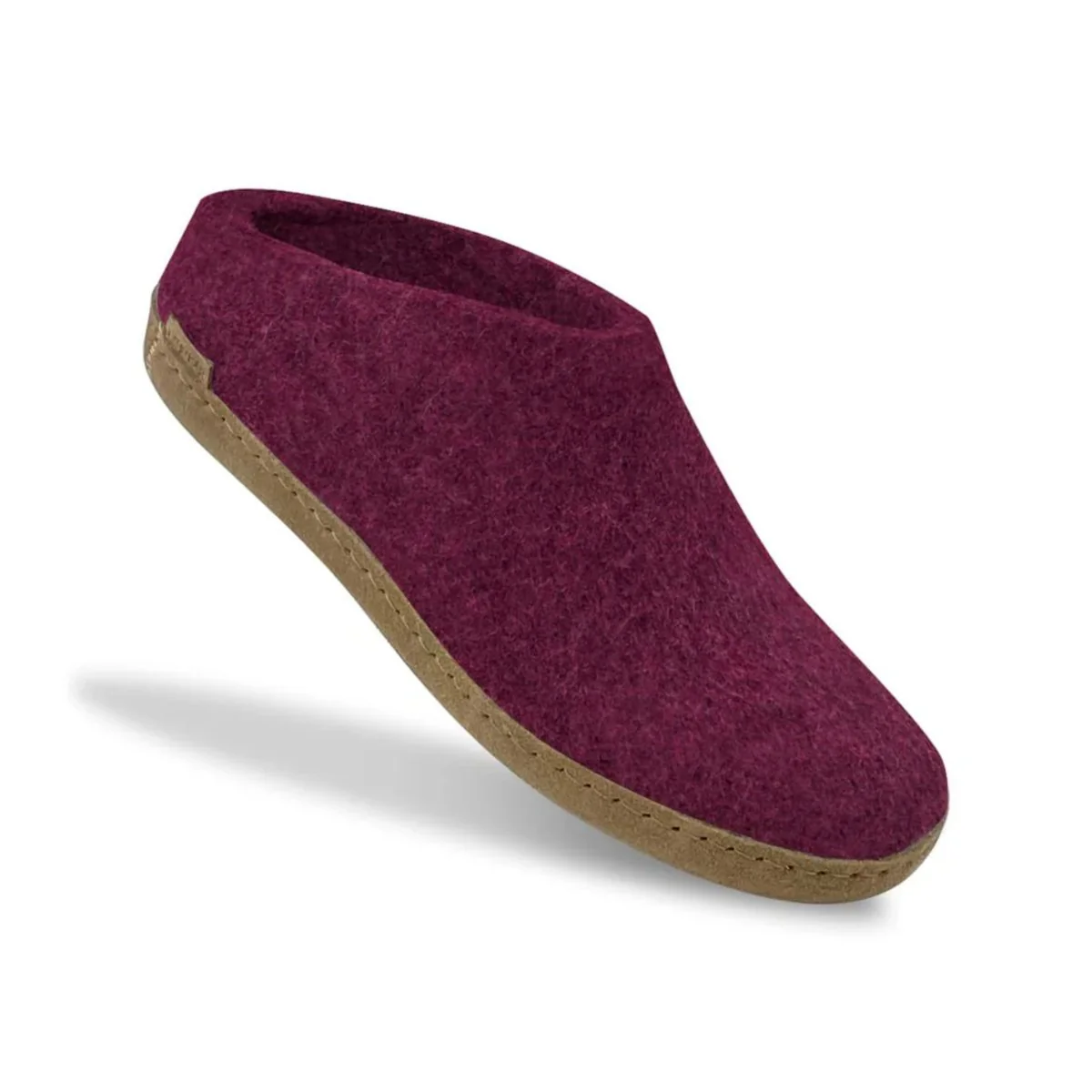 Glerups Women's Model B Slipper with Leather Sole Cranberry - Image 2