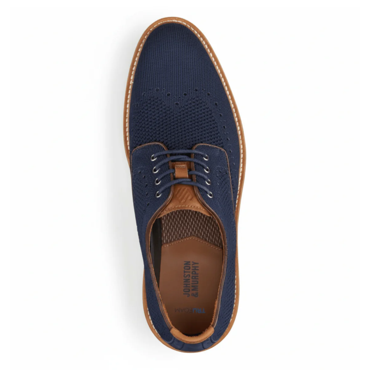 Johnston & Murphy Men's Upton Knit Wing Tip Navy - Image 3