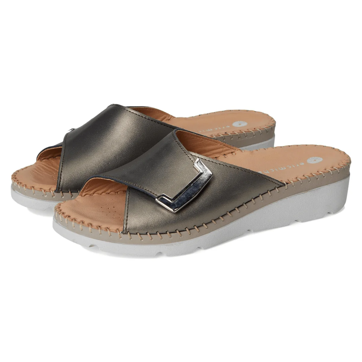 La Plume Women's Agua Pewter Metallic Leather - Image 3
