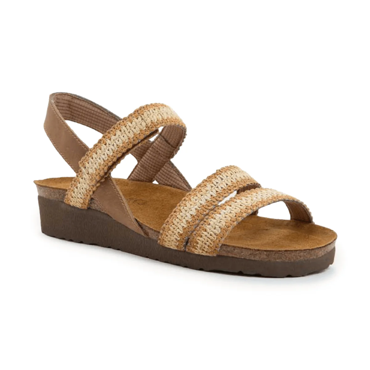 Naot Women's Kayla Latte Brown Leather/Latte/Ivory Raffia - Image 2