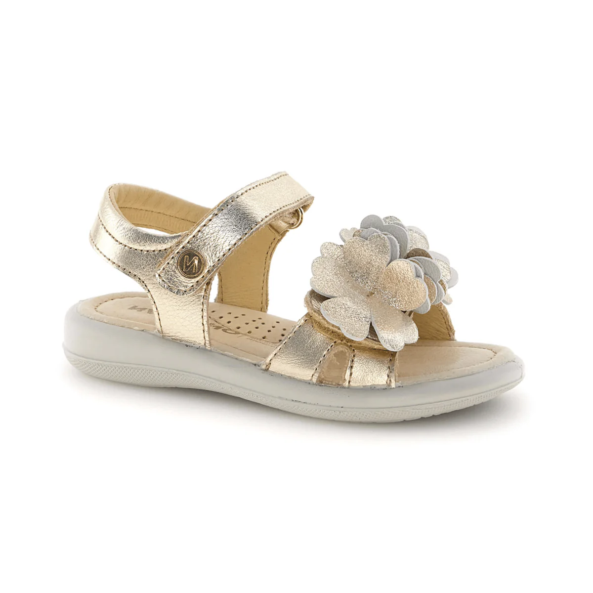 Naturino Girls (Sizes 27-32) Salya Metallic Gold/Glitter Flowers - Image 2