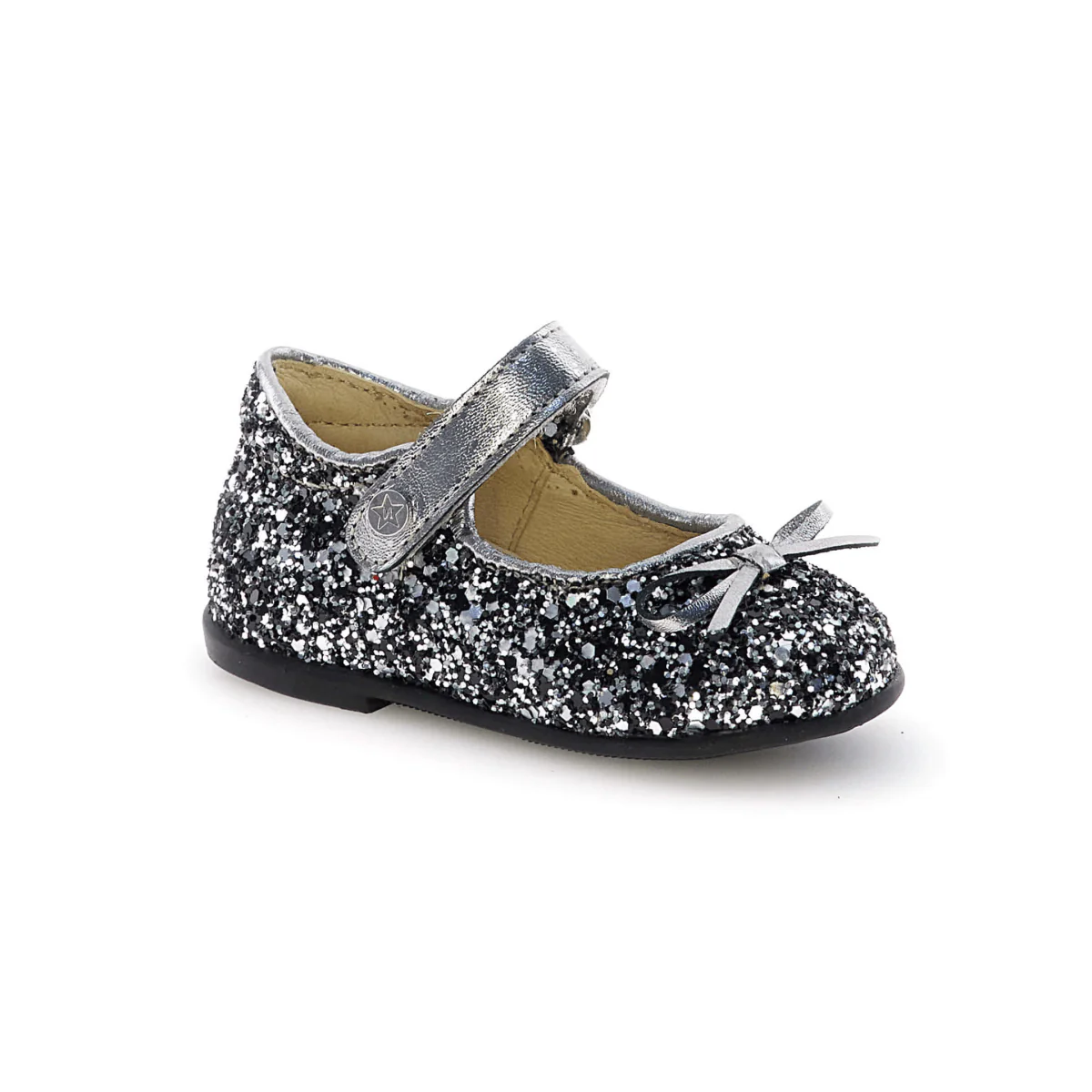 Naturino Toddlers (Sizes 22-26) Ballet Black/Silver Glitter Mary Jane - Image 2