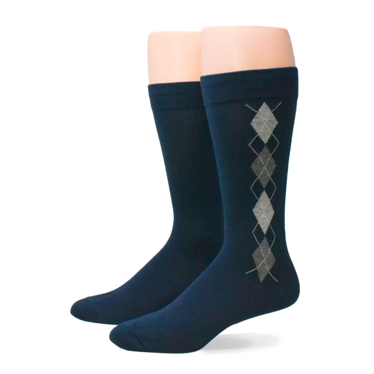 No Nonsense Men's Super Soft Argyle Crew Dress Socks Navy 2-Pack