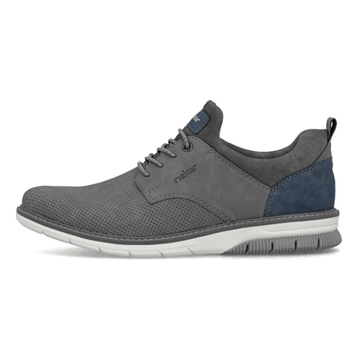 Rieker Men's 14450-42 Dustin Ash/Denim/Rauch Perforated - Image 4