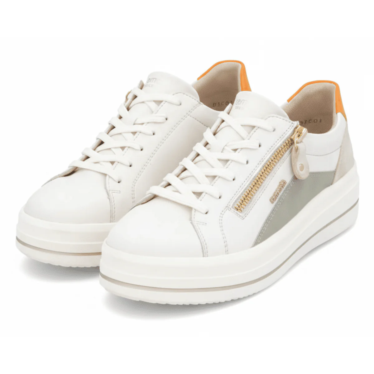 Rieker Women's D1C01-81 Julika Off-White/Sage/Shell/Orange Leather - Image 3