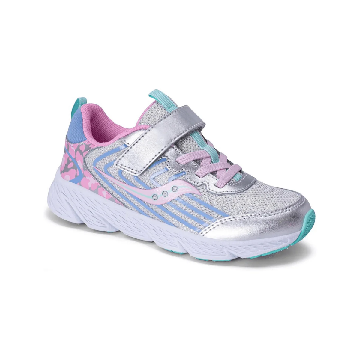 Saucony Kids (Preschool) Wind 3.0 Silver/Pink/Light Blue - Image 2