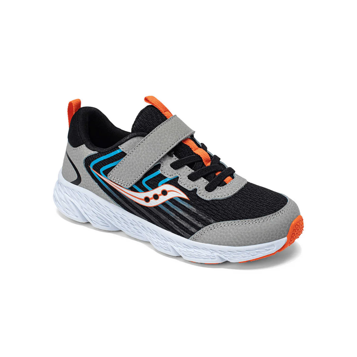 Saucony Kids Wind 3.0 Black/Grey/Blue/Orange - Image 2